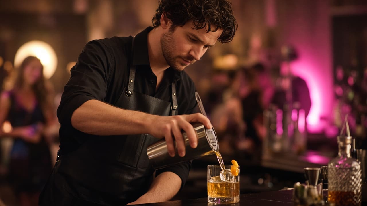 Bartender pouring drinks at a Las Vegas party