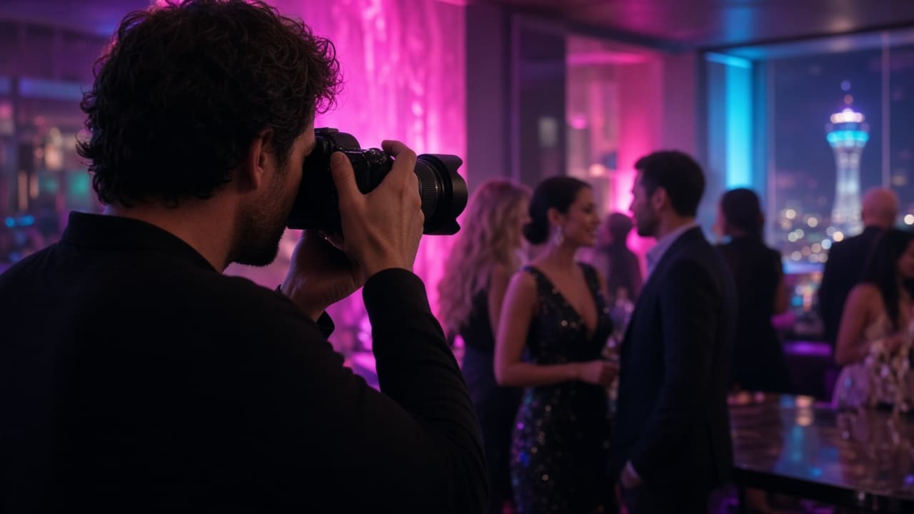 Photographer capturing a Las Vegas party